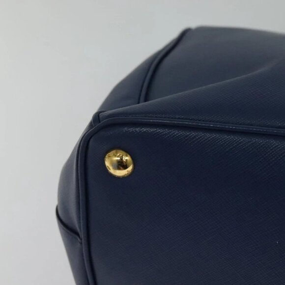 PRADA Hand Bag Safiano leather 2way Blue Gold Auth 125760 - Picture 12 of 14